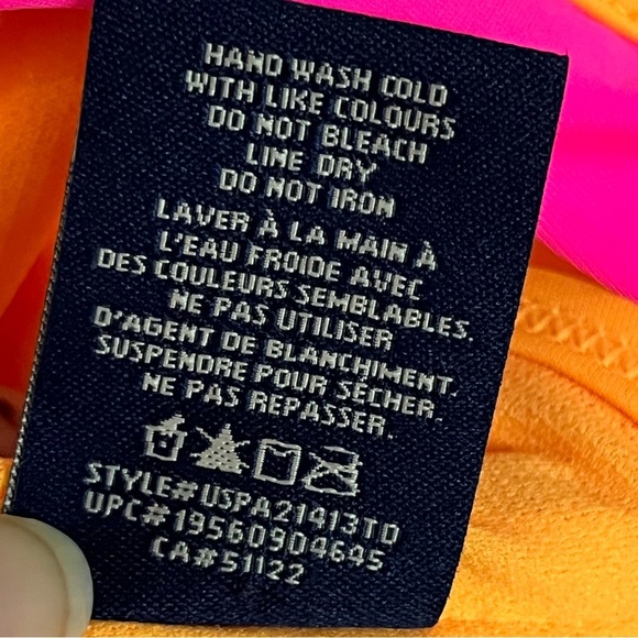 U.S. Polo Assn. Neon Pink & Orange Sports Bra Bikini Top XL - Picture 7 of 16